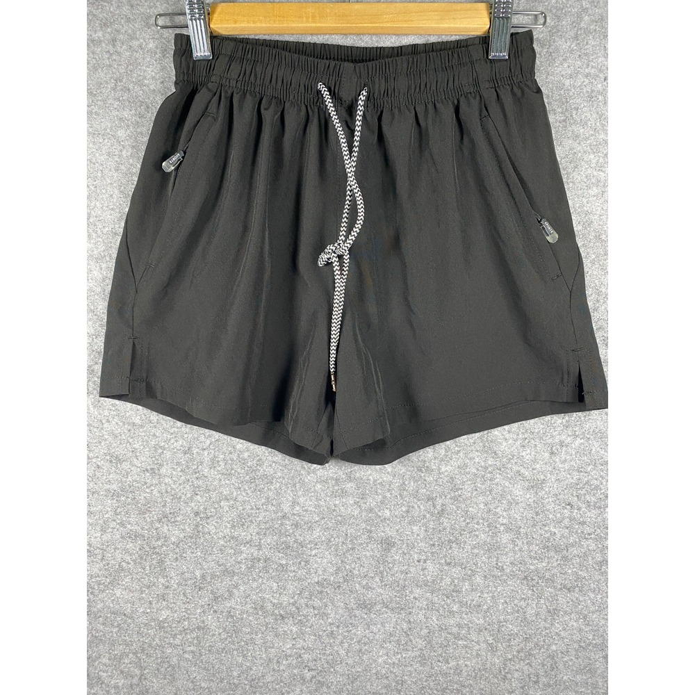 Unbranded Black Athletic Running Shorts XXS Elastic Waist Zipper Pockets